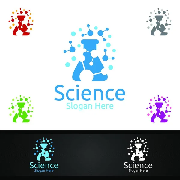 Logotipo Laboratório Ciência Pesquisa Para Microbiologia Biotecnologia Química Conceito Design —  Vetores de Stock