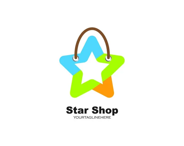 Einkaufstasche Stern Symbol Vektor Illustration Design Vorlage — Stockvektor