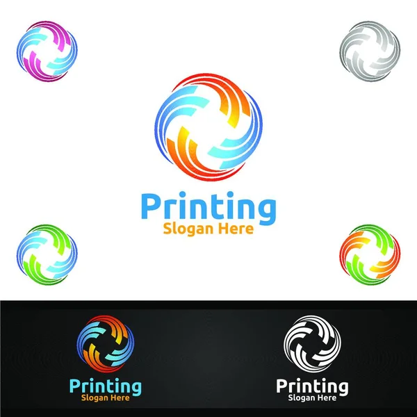 Digital Printing Company Vector Logo Design För Media Detaljhandel Reklam — Stock vektor