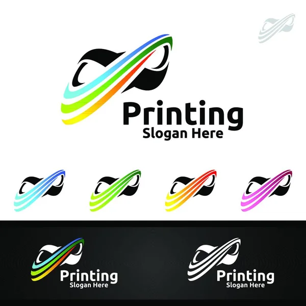 Infinity Printing Company Vector Logo Design Für Medien Einzelhandel Werbung — Stockvektor