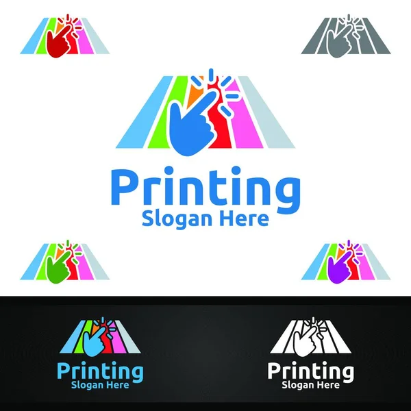 Klicka Printing Company Vector Logo Design För Media Detaljhandel Reklam — Stock vektor