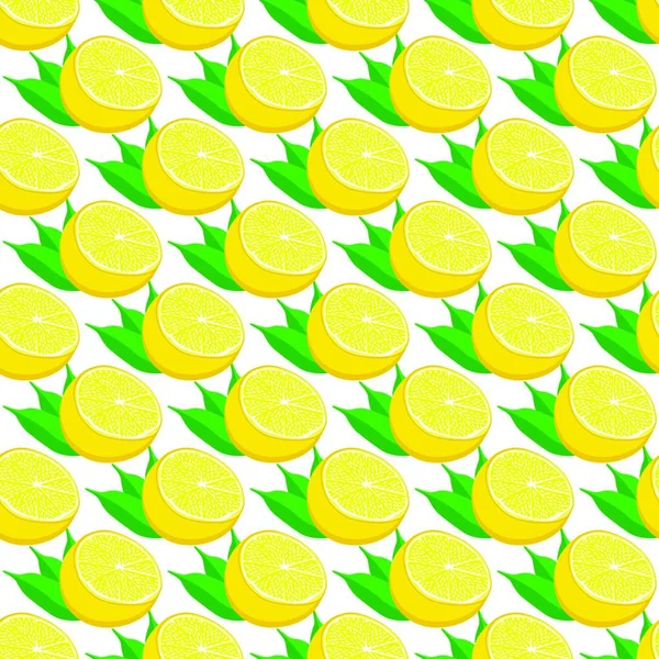 Illustration Theme Big Colored Seamless Yellow Lemon Bright Fruit Pattern — Stock Vector