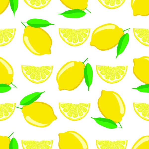 Illustratie Thema Grote Gekleurde Naadloze Gele Citroen Helder Fruit Patroon — Stockvector