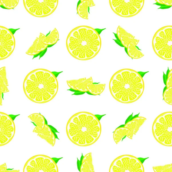 Illustratie Thema Grote Gekleurde Naadloze Gele Citroen Helder Fruit Patroon — Stockvector