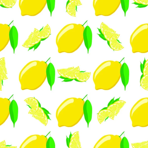 Ilustración Sobre Tema Color Grande Sin Costura Limón Amarillo Patrón — Vector de stock