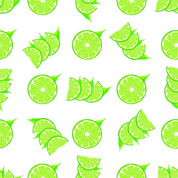 Illustratie Thema Grote Gekleurde Naadloze Groene Kalk Helder Fruit Patroon — Stockvector