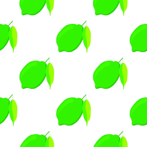 Illustratie Thema Grote Gekleurde Naadloze Groene Kalk Helder Fruit Patroon — Stockvector