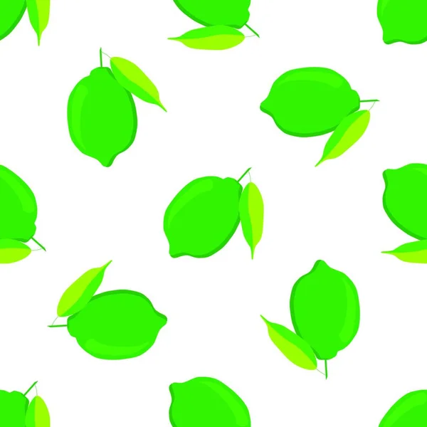 Illustration Zum Thema Große Farbige Nahtlose Grüne Limette Helles Fruchtmuster — Stockvektor