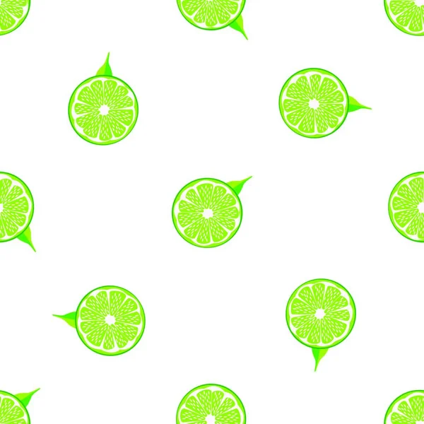 Illustratie Thema Grote Gekleurde Naadloze Groene Kalk Helder Fruit Patroon — Stockvector