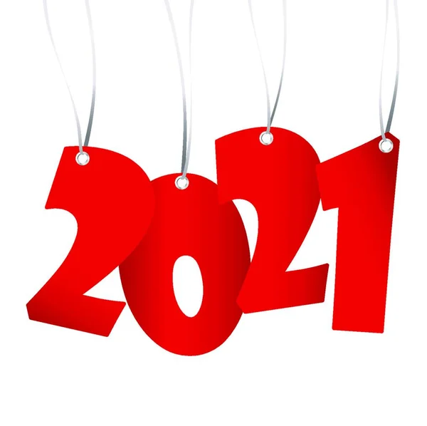 红色数字显示2021年新年 背景为白色 — 图库矢量图片
