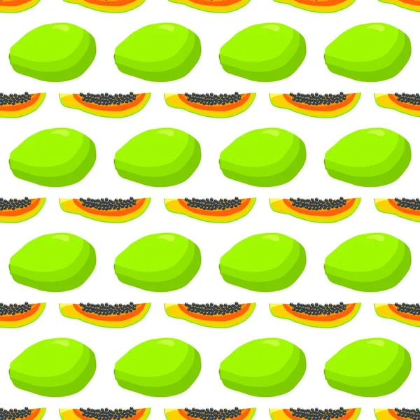 Illustration Zum Thema Große Farbige Nahtlose Papaya Helles Fruchtmuster Für — Stockvektor