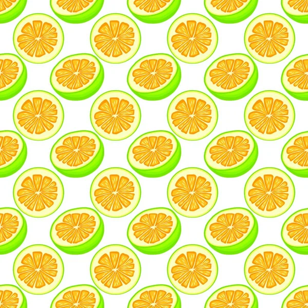 Illustration Theme Big Colored Seamless Pomelo Bright Fruit Pattern Seal — Stock Vector