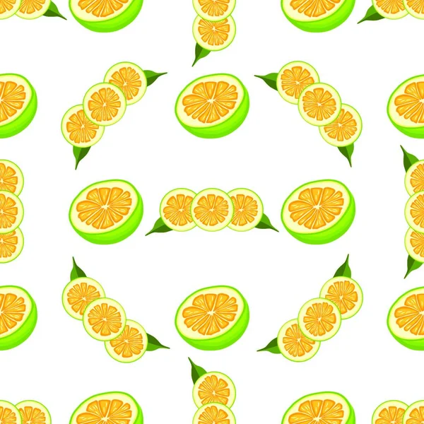 Illustrazione Sul Tema Grande Pomelo Senza Cuciture Colorate Modello Frutta — Vettoriale Stock