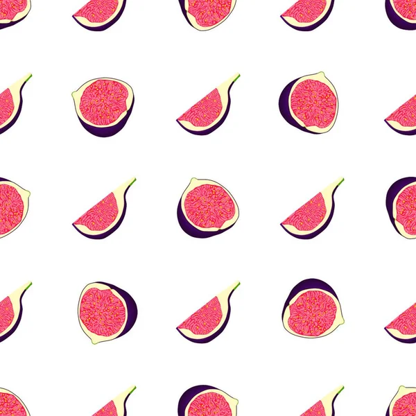 Illustratie Thema Grote Gekleurde Naadloze Paarse Vijg Helder Fruit Patroon — Stockvector