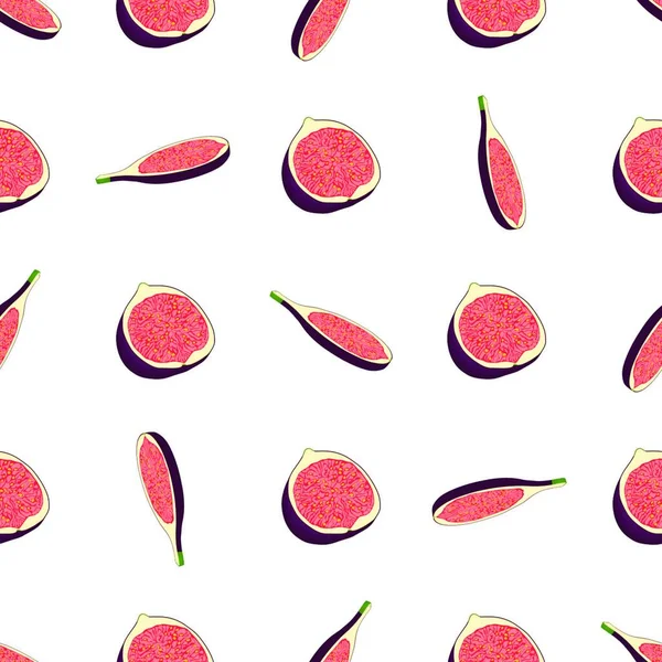 Illustratie Thema Grote Gekleurde Naadloze Paarse Vijg Helder Fruit Patroon — Stockvector