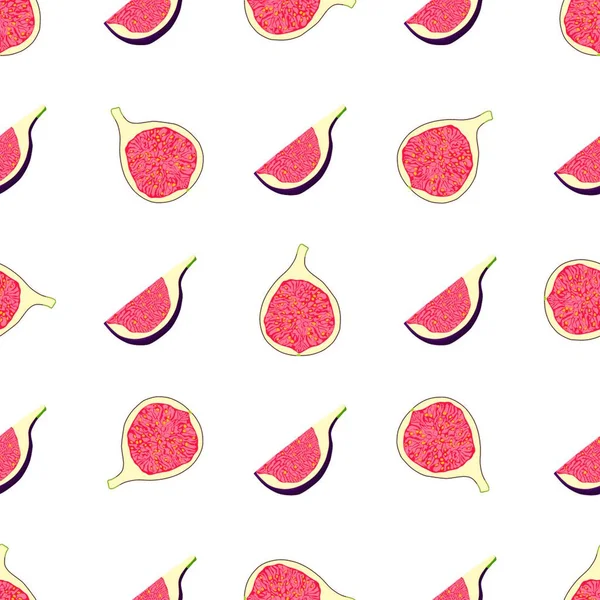Illustration Theme Big Colored Seamless Purple Fig Bright Fruit Pattern — Stock Vector