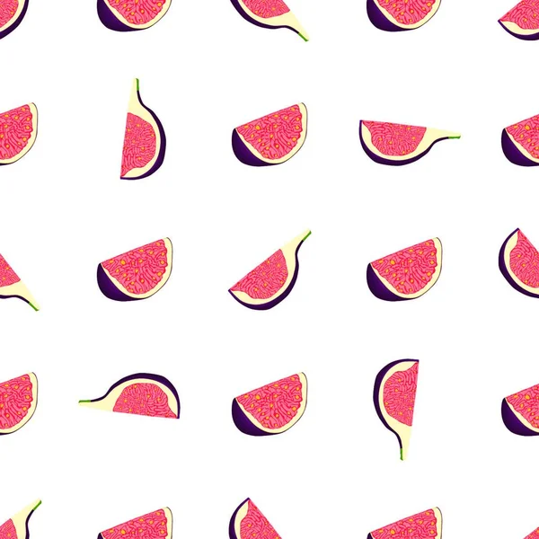 Illustratie Thema Grote Gekleurde Naadloze Paarse Vijg Helder Fruit Patroon — Stockvector