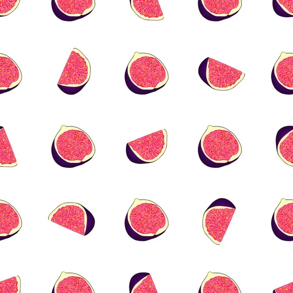 Illustratie Thema Grote Gekleurde Naadloze Paarse Vijg Helder Fruit Patroon — Stockvector