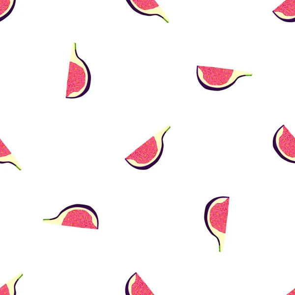 Illustratie Thema Grote Gekleurde Naadloze Paarse Vijg Helder Fruit Patroon — Stockvector