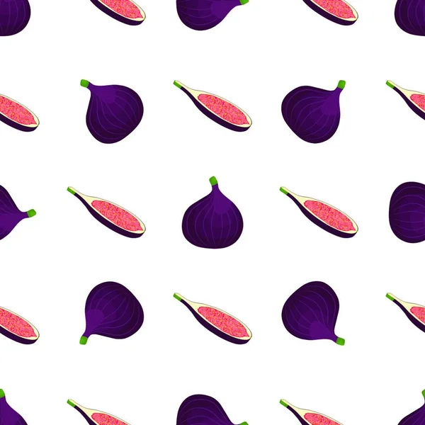 テーマのイラスト大きな色のシームレスな紫色のイチジク シールのための明るいフルーツパターン 美しいシームレスな繰り返し図で構成される果物パターン シームレスな紫色のイチジクからシンプルなカラフルなパターンフルーツ — ストックベクタ
