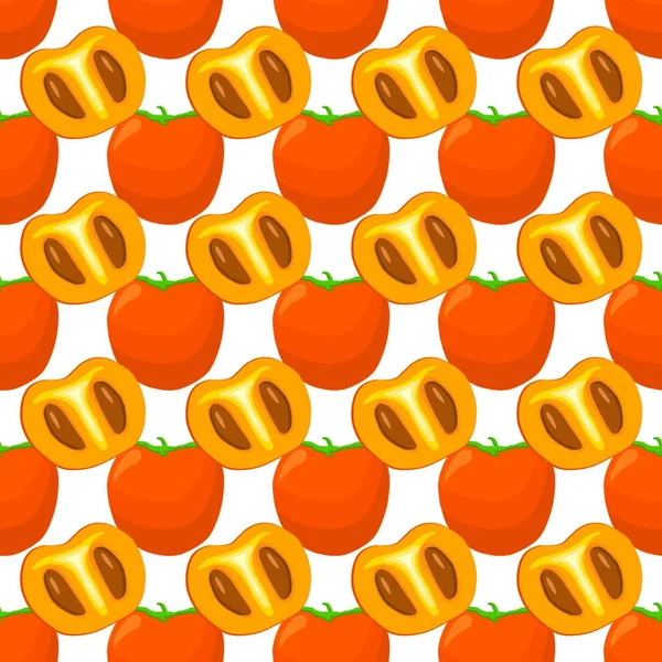 Illustration Sur Thème Grand Persimmon Sans Couture Couleur Motif Fruits — Image vectorielle