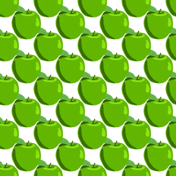 Illustration Temat Stora Färgade Sömlösa Äpple Ljusa Frukt Mönster För — Stock vektor