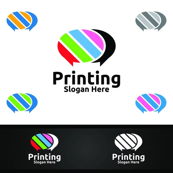 Chatt Printing Company Vector Logo Design För Media Detaljhandel Reklam — Stock vektor