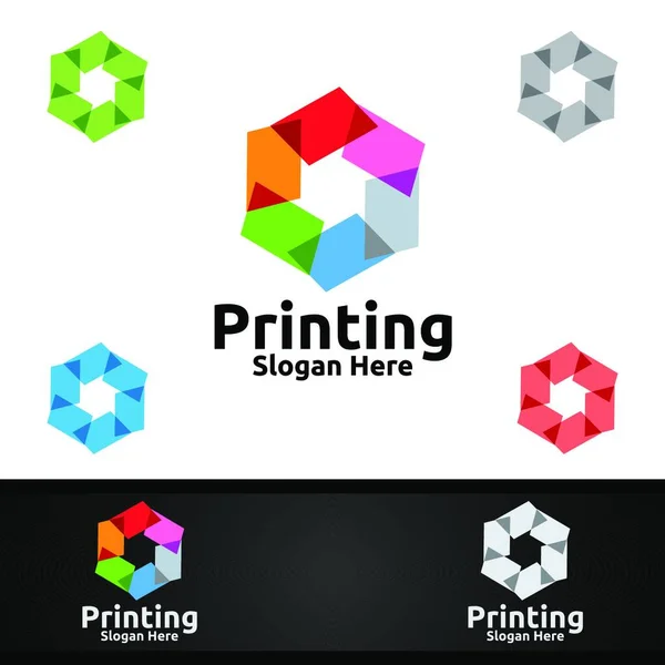 Paper Printing Company Vector Logo Design För Media Detaljhandel Reklam — Stock vektor