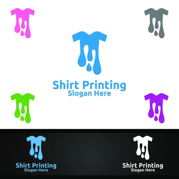 Shirt Printing Company Vector Logo Σχεδιασμός Για Πλυντήριο Ρούχων Shirt — Διανυσματικό Αρχείο