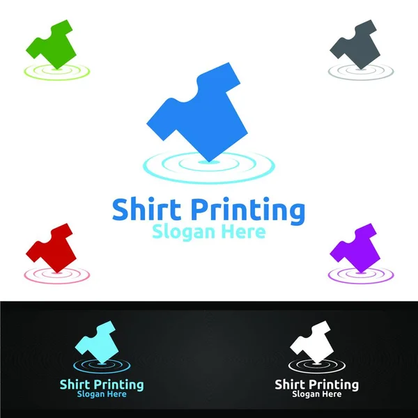 Shirt Printing Company Vector Logo Design Für Wäscherei Shirt Shop — Stockvektor