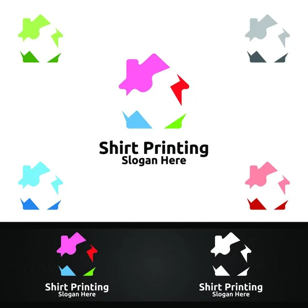 Studio Shirt Printing Company Vector Logo Design Für Wäscherei Shirt — Stockvektor