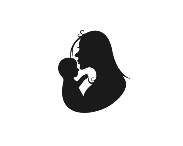 Μαμά Και Μωρό Διανυσματική Εικονογράφηση Πρότυπο Σχεδιασμού — Διανυσματικό Αρχείο