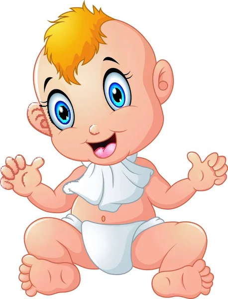 Vector Illustration Cute Happy Smiling Little Baby Boy — Stock Vector