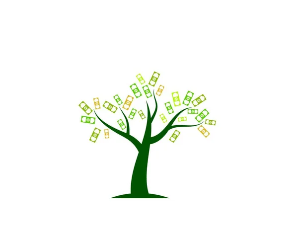 Árvore Dinheiro Logotipo Ícone Vetor Ilustração Design — Vetor de Stock