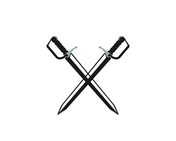 Épée Logo Icône Vectoriel Illustration Modèle Conception — Image vectorielle