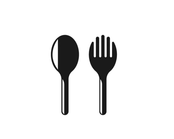 Tenedor Cuchara Logotipo Icono Vector Ilustración Plantilla — Archivo Imágenes Vectoriales