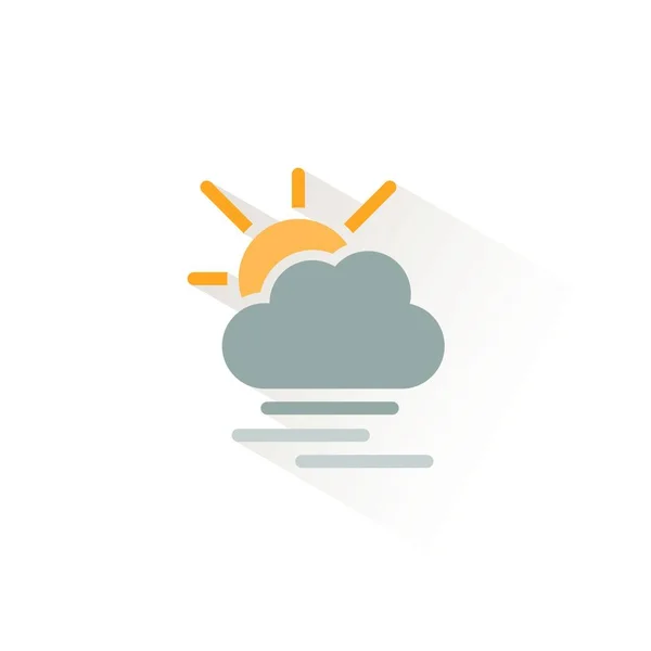 Heavy Fog Cloud Sun Isolated Color Icon Weather Glyph Vector — Stock Vector