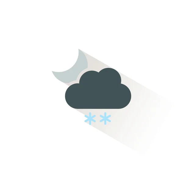 Snow Cloud Moon Isolated Color Icon Weather Glyph Vector Illustration — Stock Vector