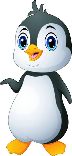 Karikatur Eines Lustigen Baby Pinguins — Stockvektor