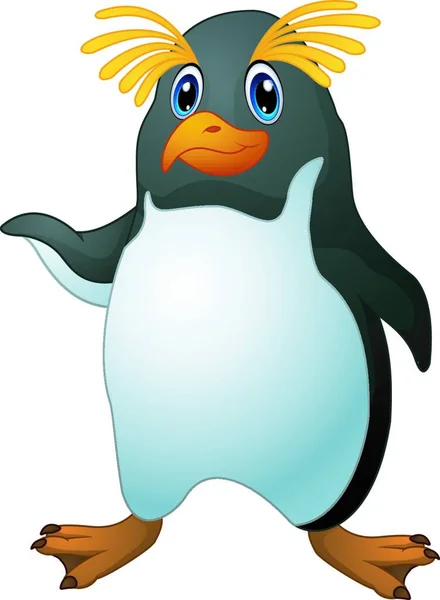 Ilustración Vectorial Dibujos Animados Divertido Pingüino Rockhopper — Vector de stock