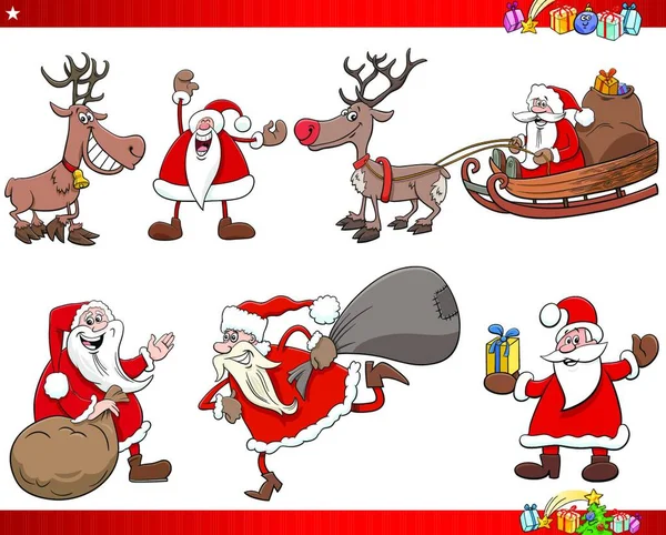 Santa Claus Christmas Holidays Characters Set — 스톡 벡터