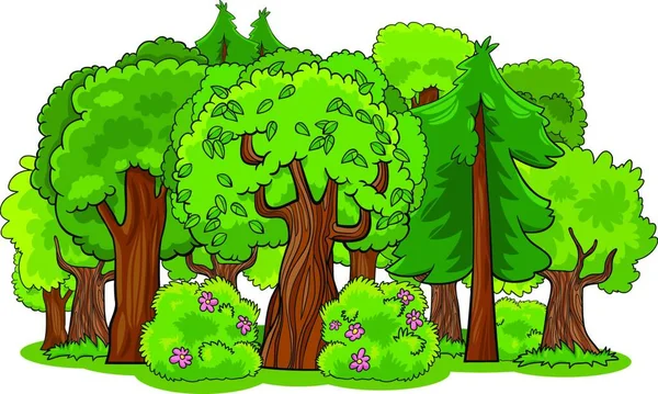 Мультфильм Смешанном Лесу Хвойными Деревьями — стоковый вектор