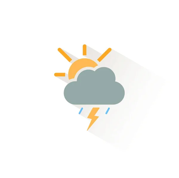 嵐と太陽 分離されたカラーアイコン 天気グリフベクトル図 — ストックベクタ