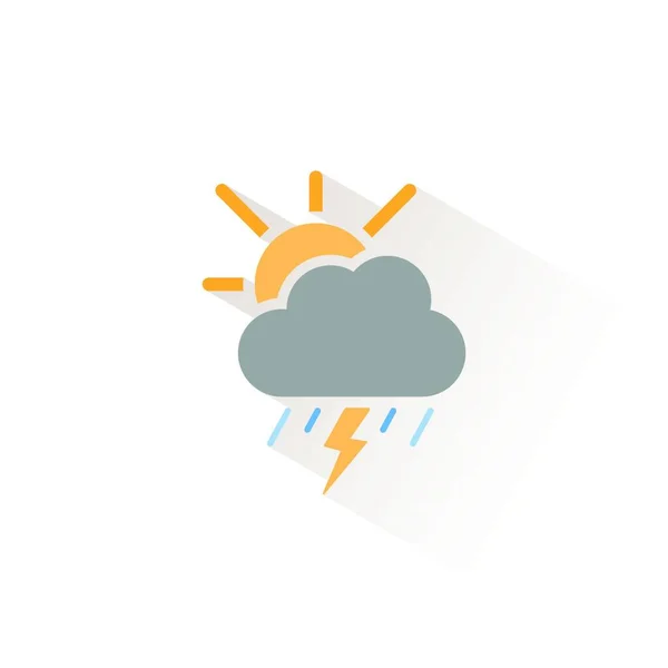 Storm Heavy Rain Sun Isolated Color Icon Weather Glyph Vector — Stock Vector