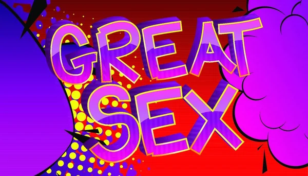 Great Sex Comic Book Style Cartoon Words Abstract Colful Comics — Vetor de Stock
