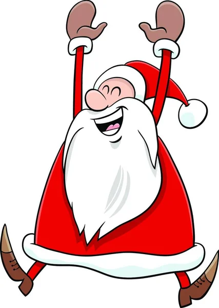 Ilustracja Kreskówki Szczęśliwy Charakter Świętego Mikołaja Boże Narodzenie — Wektor stockowy