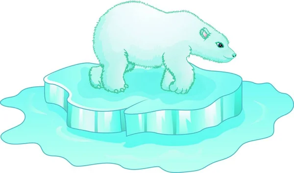 Векторная Иллюстрация Белого Медведя Стоящего Льдине — стоковый вектор