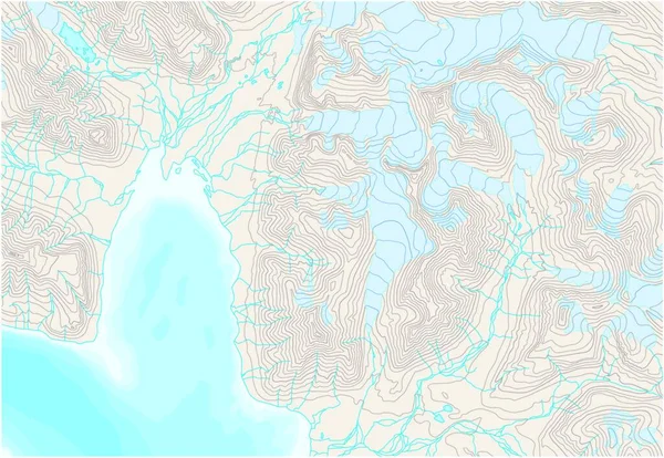 Abstracte Topografische Kaart Met Contourlijnen Gletsjers Illustratie — Stockvector