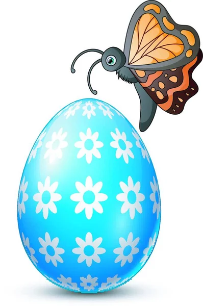 Ilustración Vectorial Huevo Pascua Decorado Con Mariposa — Vector de stock