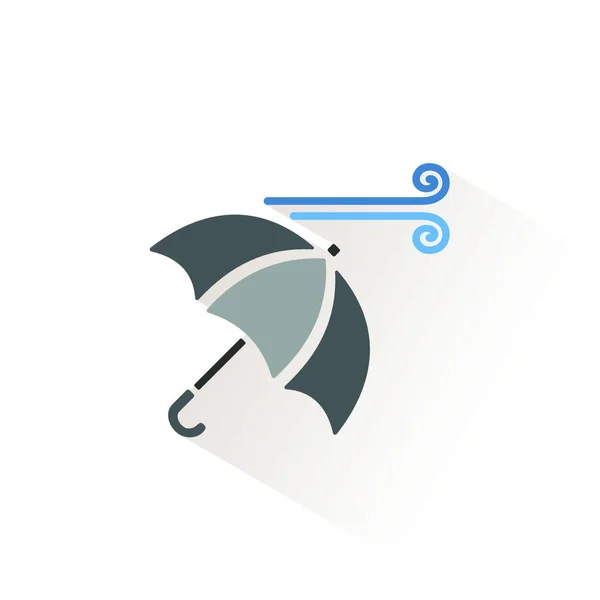 Paraguas Viento Icono Color Aislado Tiempo Glifo Vector Ilustración — Vector de stock